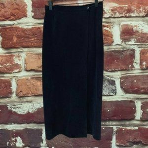 CHAUS 100% SILK CHARCOAL GRAY SPLIT MAXI SKIRT